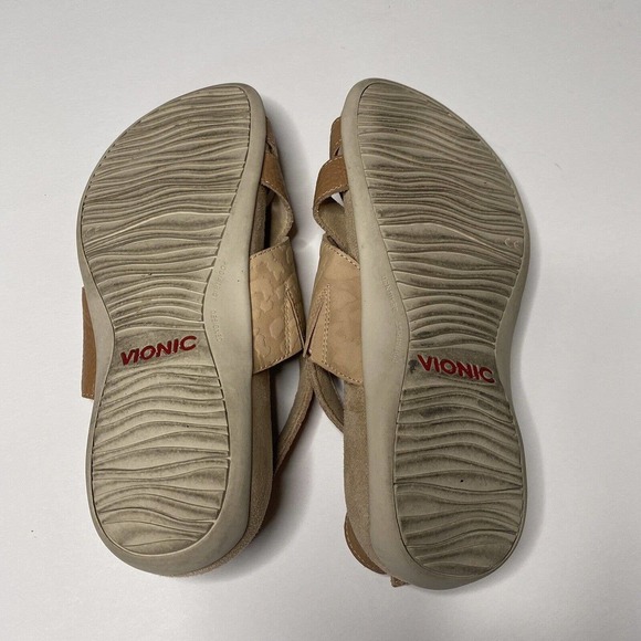 Vionic Womens Sz 8 Wide Eira Beige Tan Leather Hook And Loop Slingback S… - Picture 8 of 8